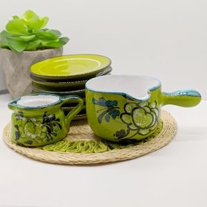 RUSTIC ITALIAN Set Saucers, Pitcher & Creamer